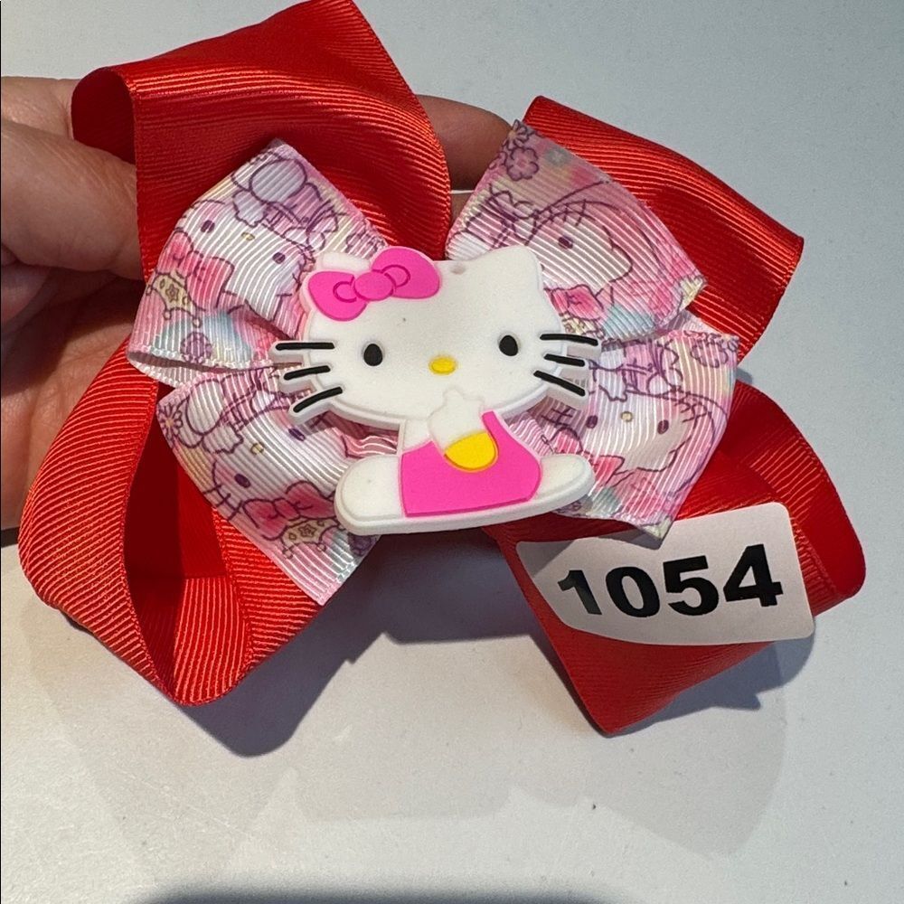 1054 Red Color Hello Kitty Hair Bow Alligator Clip